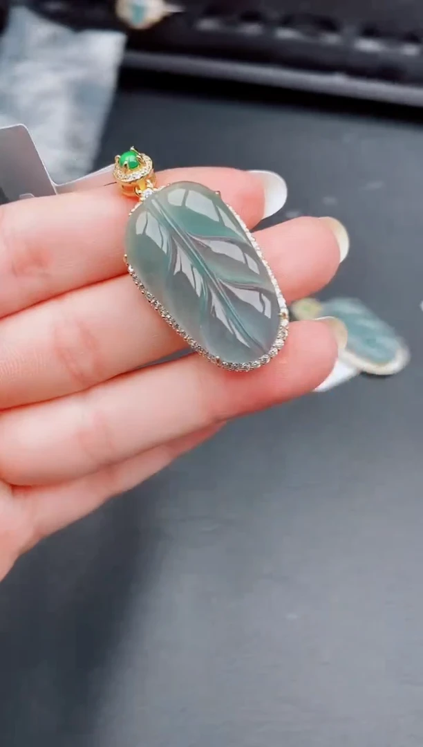 【闪购商品】翡翠颈饰银S925镶嵌天然a货翡翠456