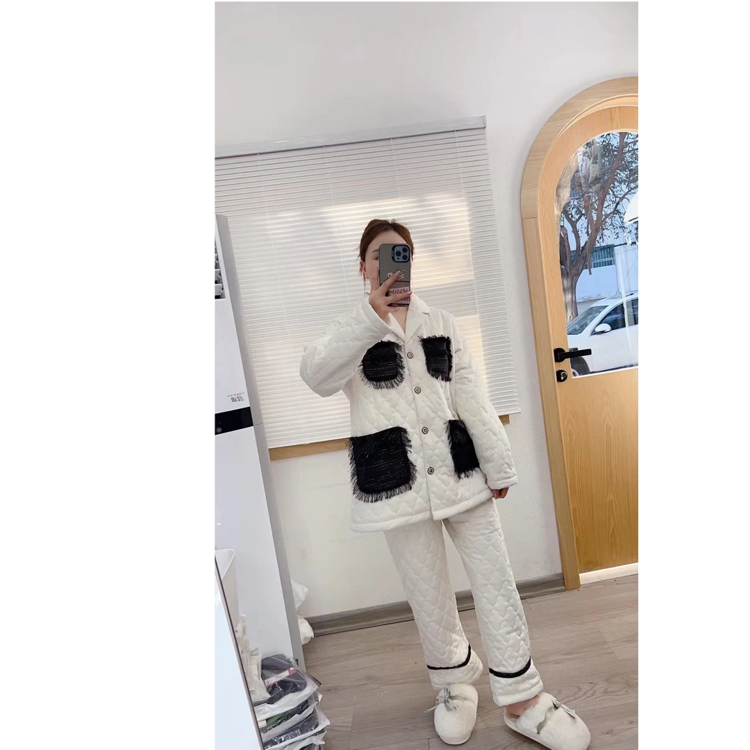 MIniBeginning冬款三层夹棉加绒加厚睡衣