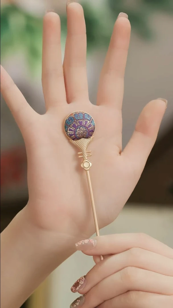 刺绣湘传礼宋锦发簪