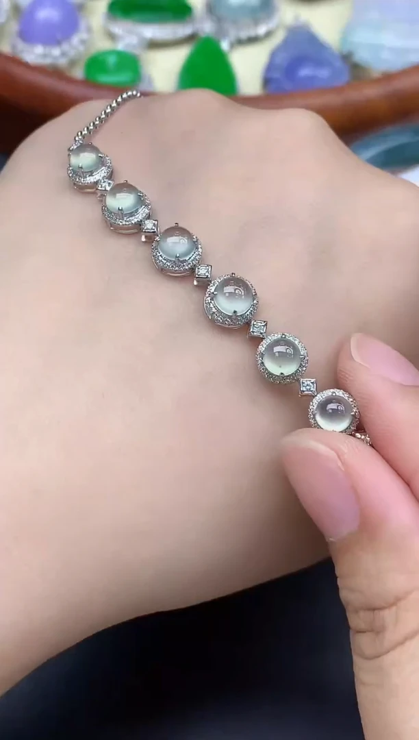 18K金镶嵌手链翡翠533-中国好珍宝