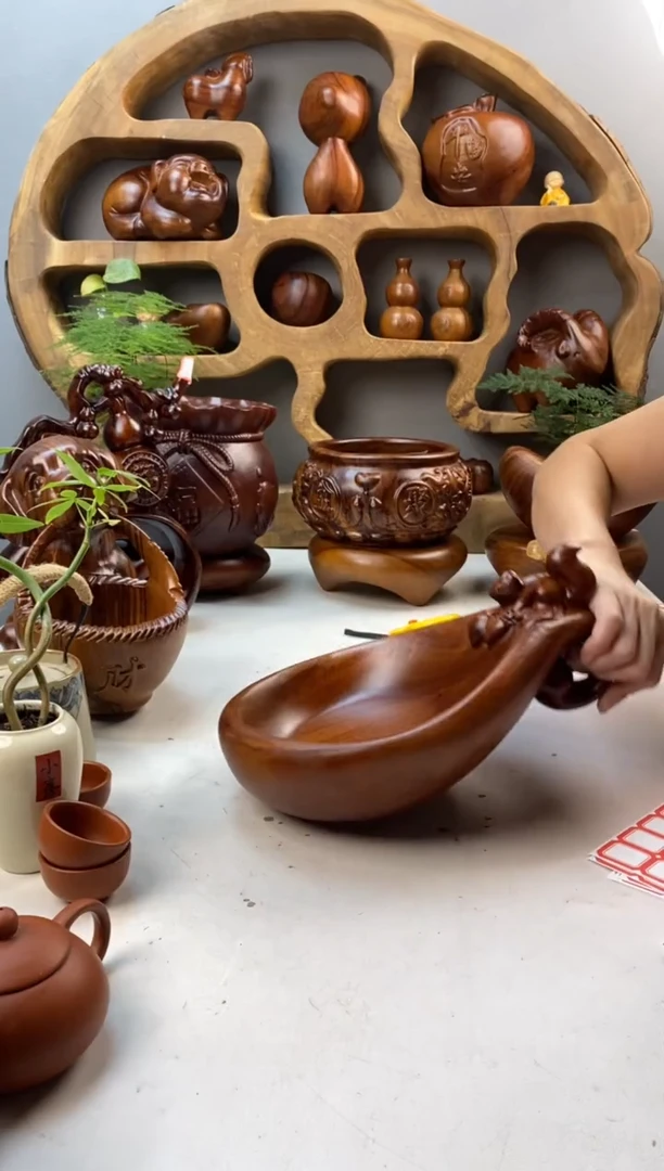 香樟木A36松鼠果盆/尺寸