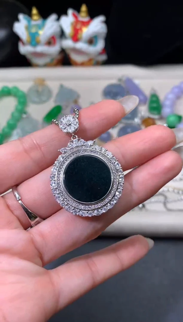 吊坠(不含链)银S925镶嵌翡翠翡翠