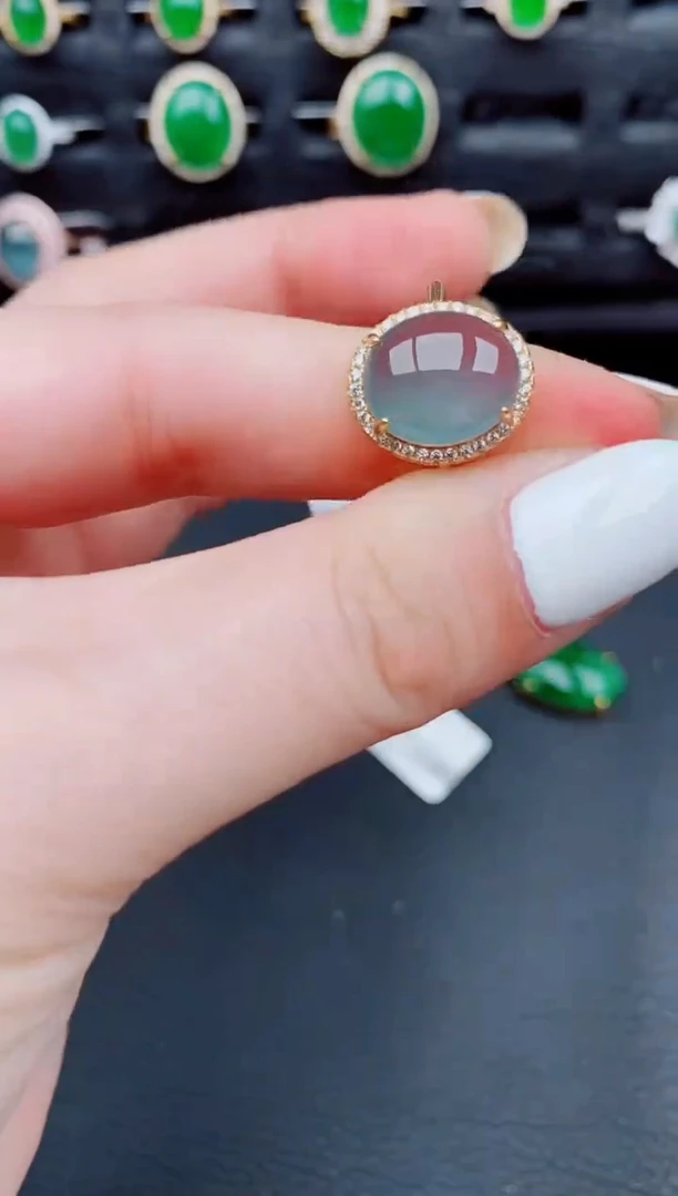 【闪购商品】翡翠戒指银S925镶嵌天然a货翡翠133