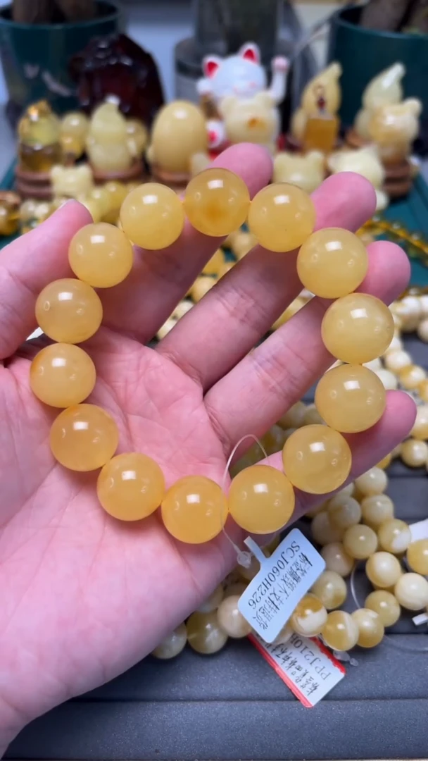 手串琥珀未镶嵌p17焦皮料蜜蜡手串 39.44克 17mm