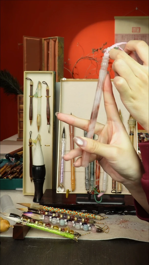 341号闪孤品高货毛笔链接 清水试笔 蘸墨不退