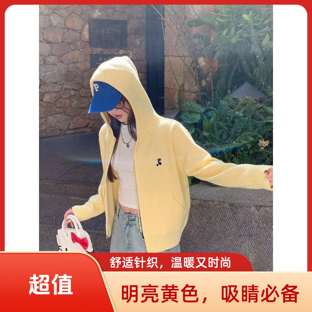 针织开衫2025新款毛衣外套秋季女装早秋韩系穿搭连帽上衣时尚0012