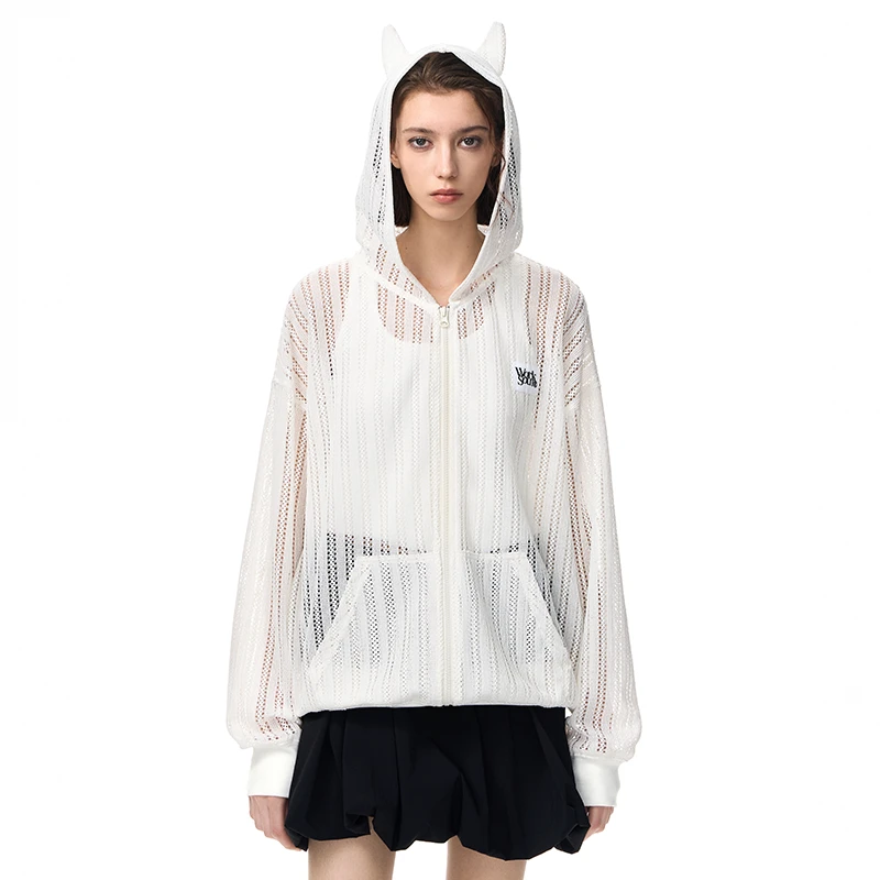 NICEBAD(原WORKSOUT)时尚休闲立体耳朵网眼拉链罩衫长袖拉链卫衣