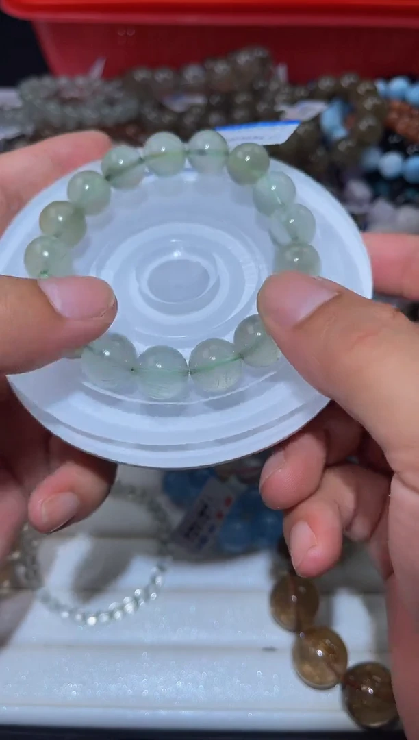 发晶手串未镶嵌L20-12mm绿发晶单圈-多样性发其一