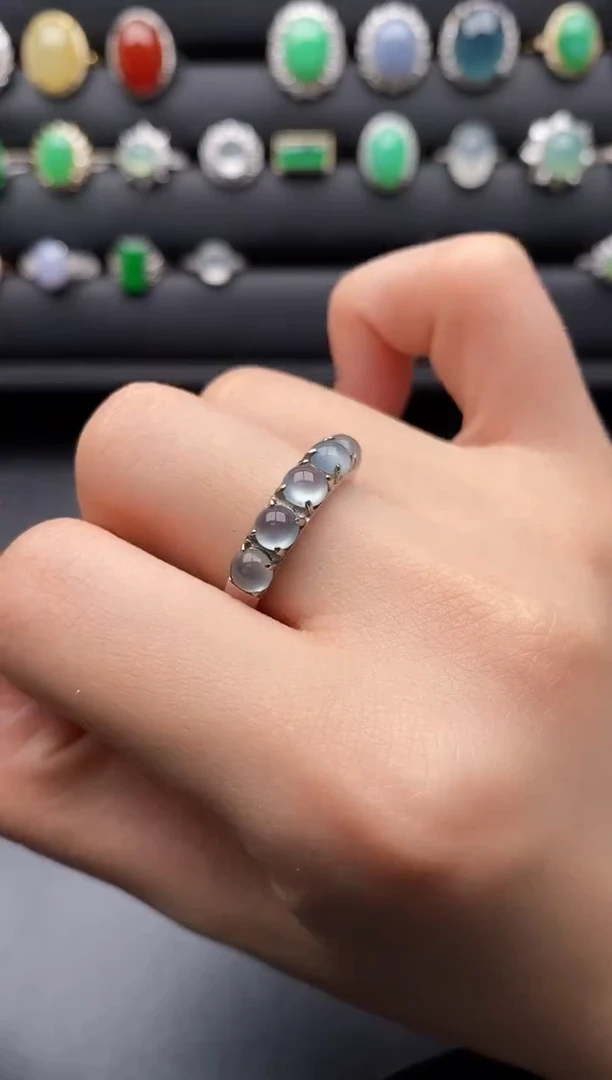 银S925镶嵌戒指翡翠你*姐一物一证一礼盒