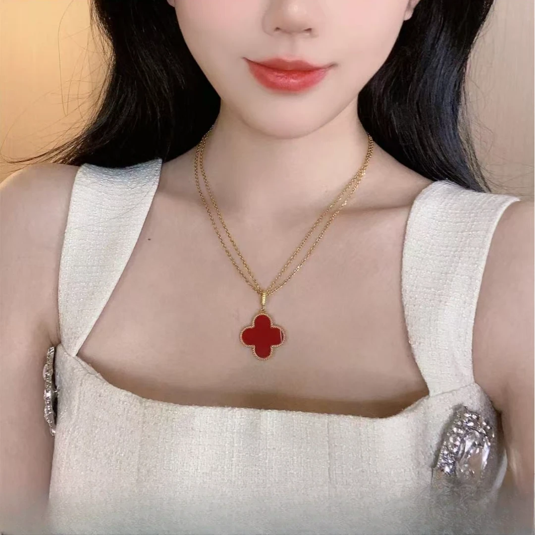 18K玫瑰金大号四叶草项链轻奢时尚百搭首饰