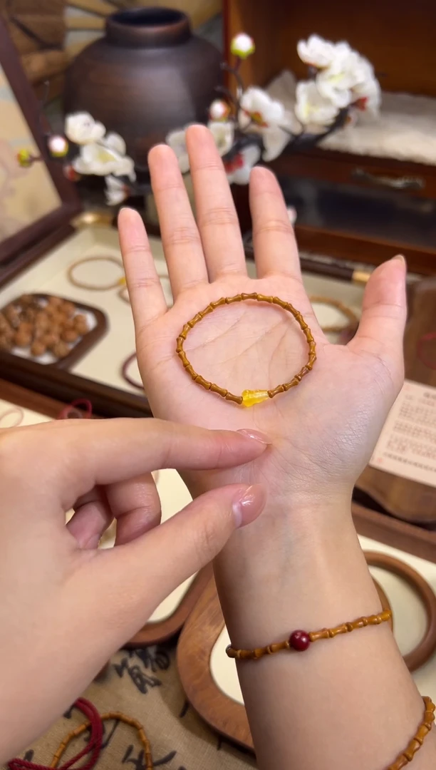 手串桃核【桃缘行】竹节「黄色葫芦」桃木桃核辟、挡、驱、护 备注手围