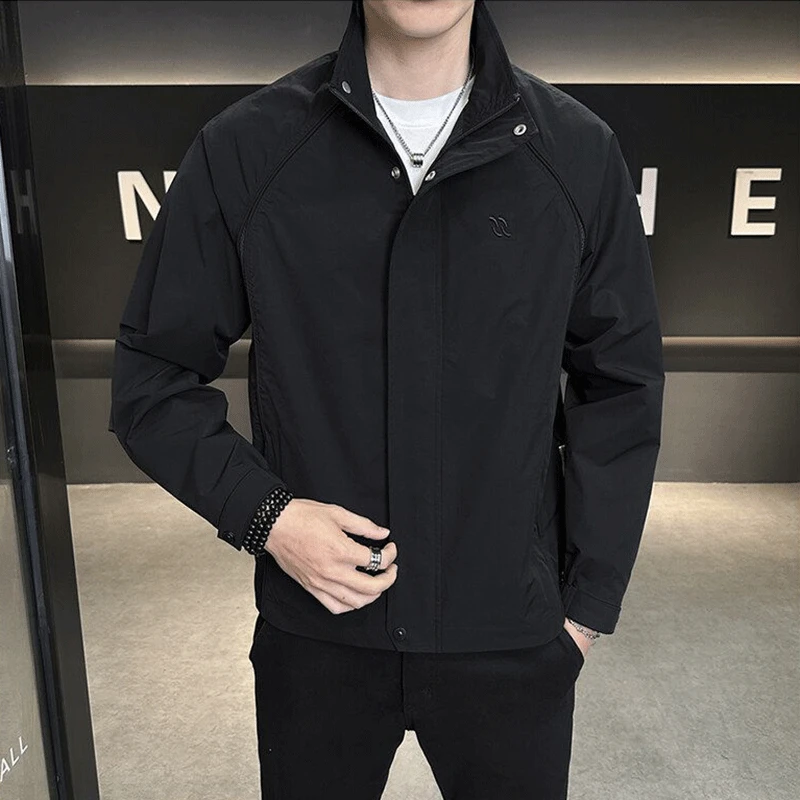 男士夹克衫春秋款新款潮流百搭宽松休闲立领外套男款DS