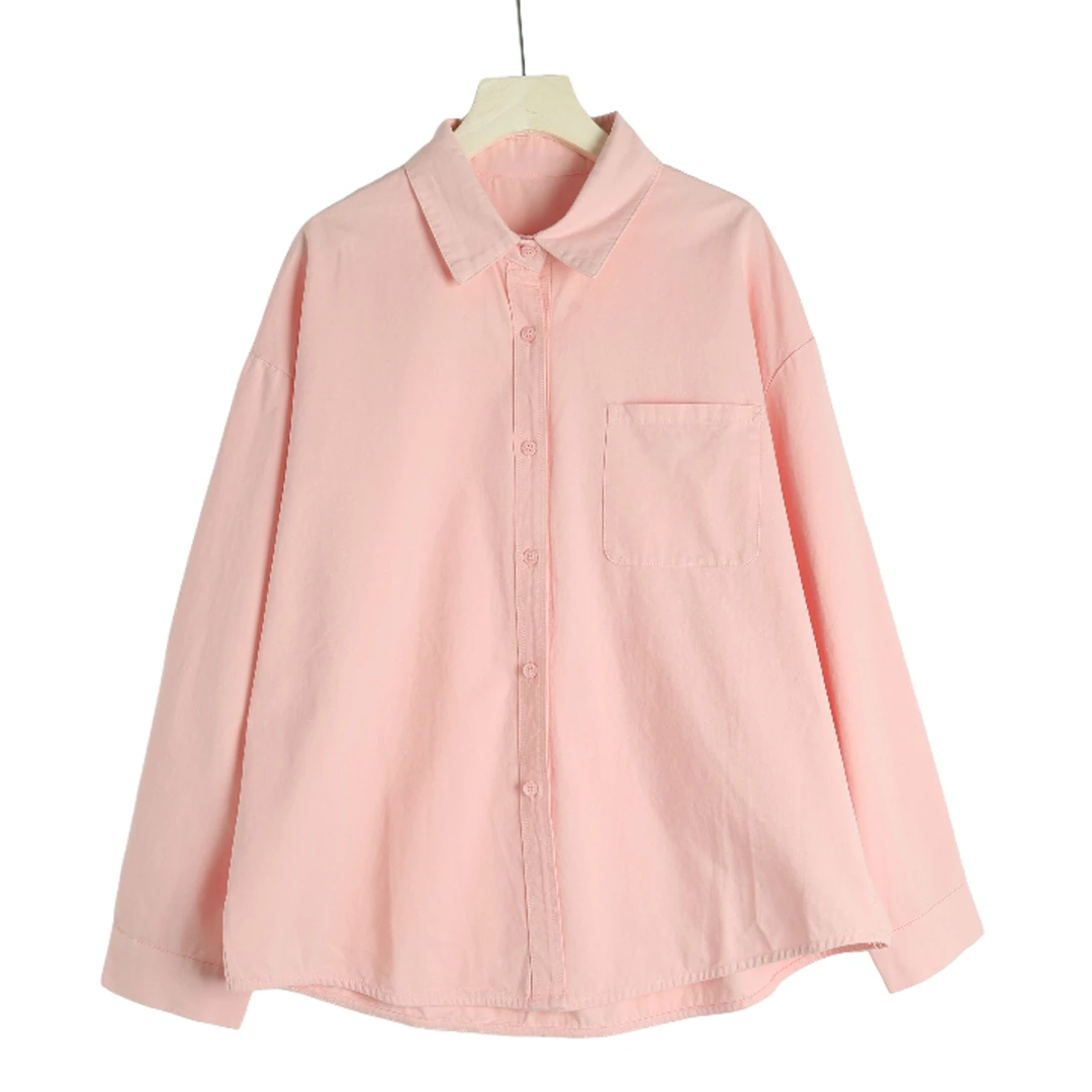 D-S0043衬衣长袖衬衫领防晒常规吸汗薄款刺绣字母笑脸拼接衬衫