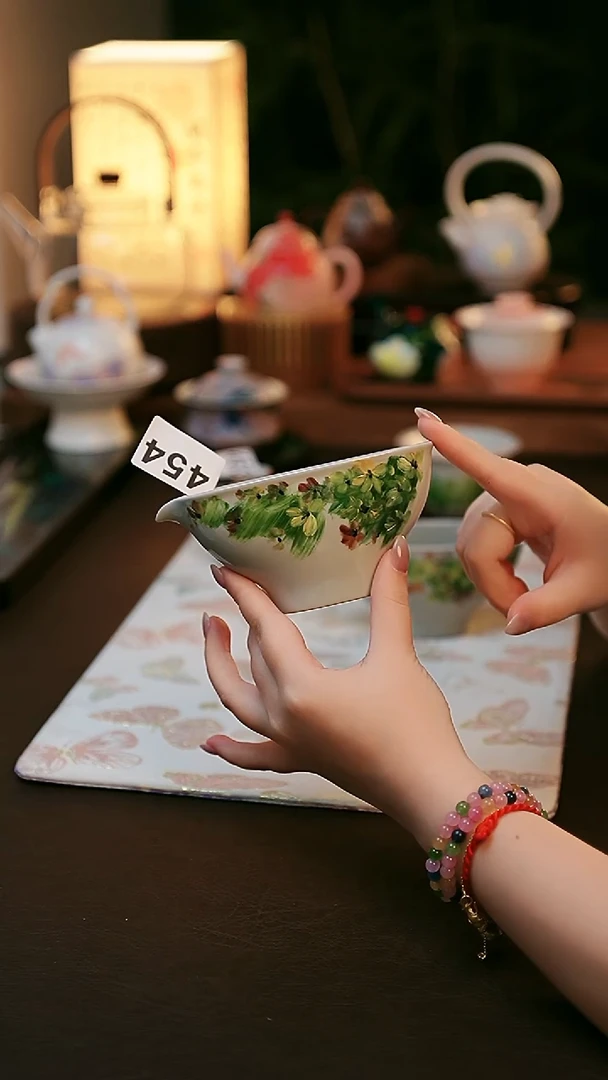 陶瓷茶具老师手绘油画风454
