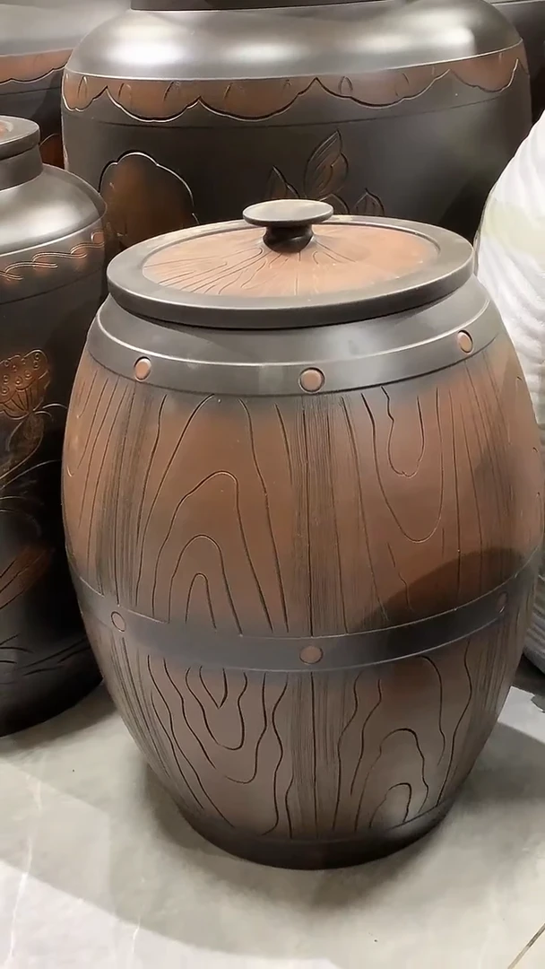腰鼓木桶纹三号茶缸