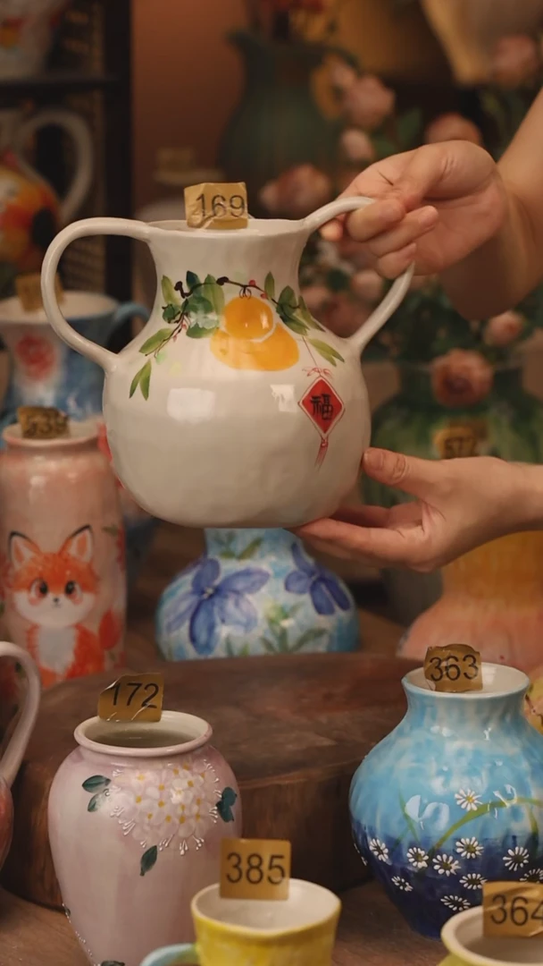 陶瓷169景德镇设计师手作花器摆件侘寂风