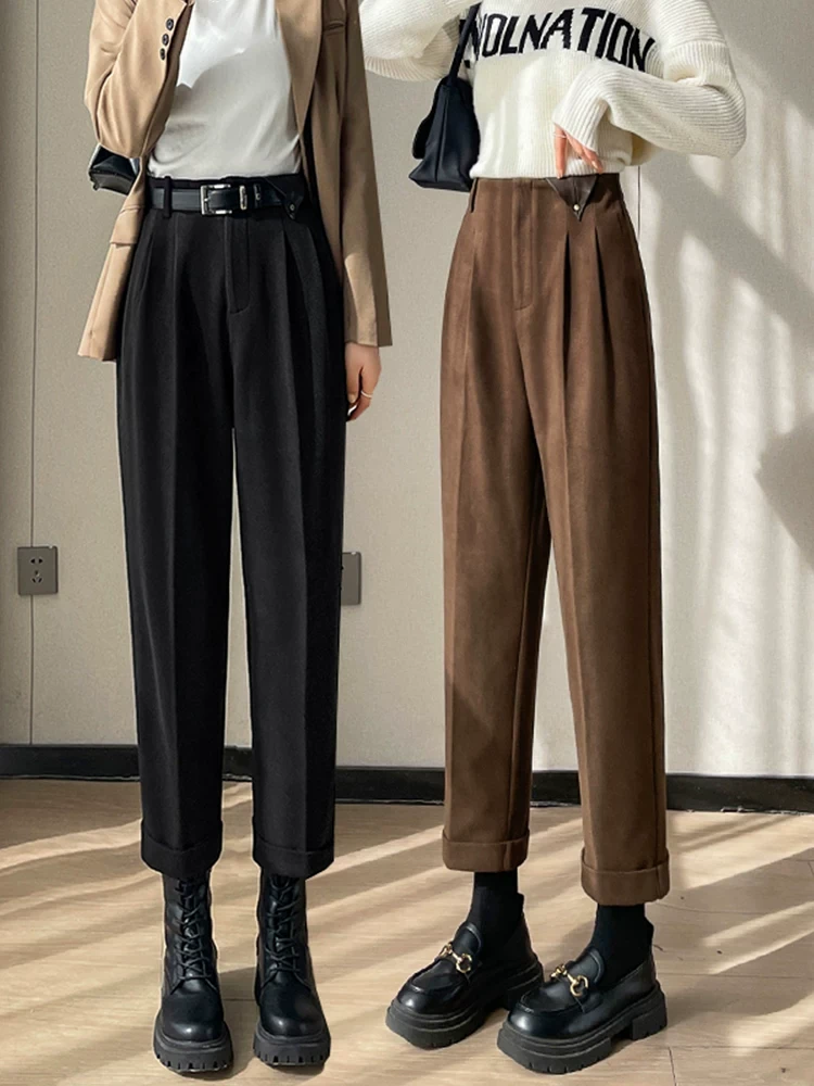 2136【长90】毛呢哈伦裤女秋冬显瘦休闲裤【以直播间实物为准】【C2】
