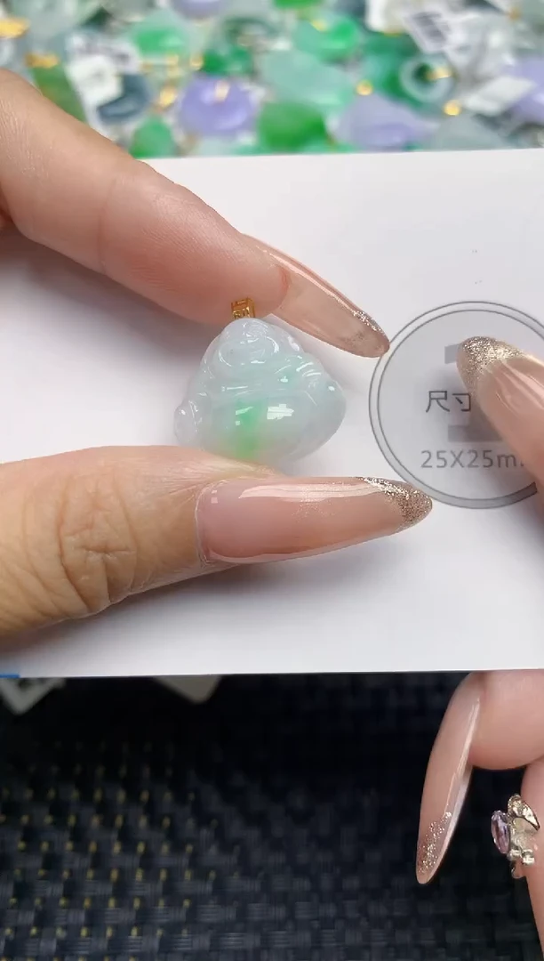 颈饰18K金镶嵌翡翠天然缅甸A货翡翠百元以上9元证书费自理