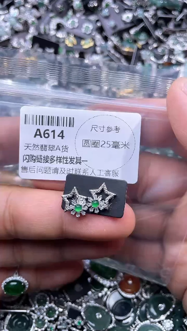 【闪购商品】翡翠颈饰未镶嵌A614耳钉