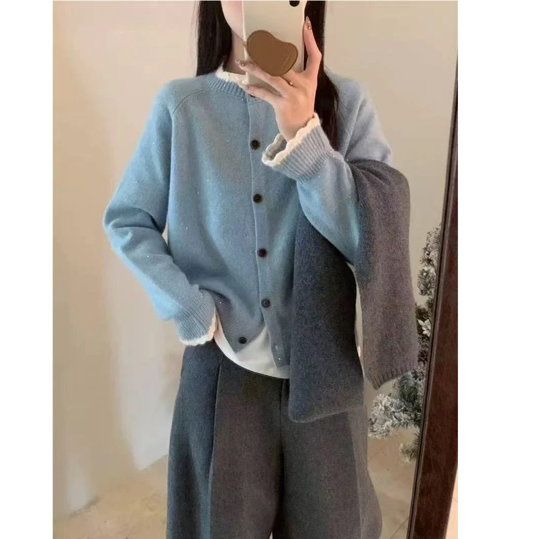 【专属】温柔风软糯毛衣外套女春秋新款外套韩系针织开衫上衣A601