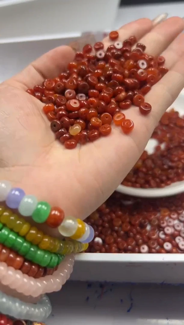 翡翠未镶嵌颈饰w924红翡算盘6*3mm30颗