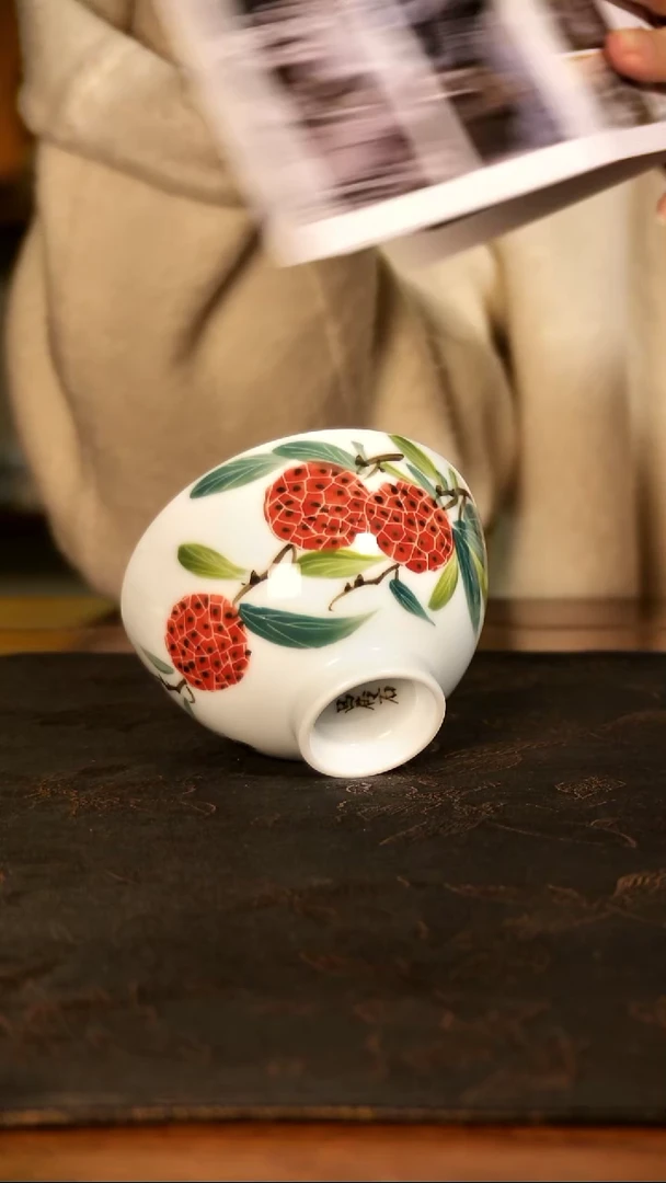 吕传石荔枝纹鸡心杯LXT