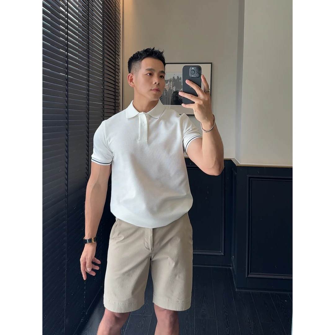 DAN LANG 323# 合作款 爵派尔 夏日凉感亚麻珠地网眼提花净版Polo