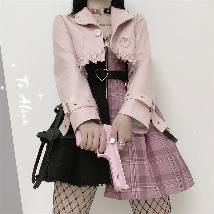 【Dear dolls】熊之原创魔女练习生拼色格子帅气收腰背心裙+内搭