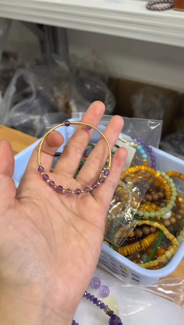 水晶手链未镶嵌紫水晶紫晶编制款手环[3715]