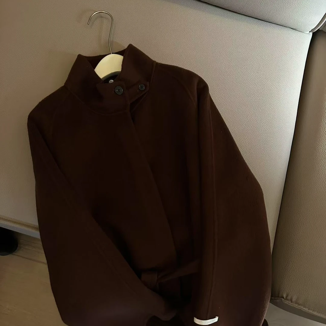 高品质新焦色绵羊羊绒大衣