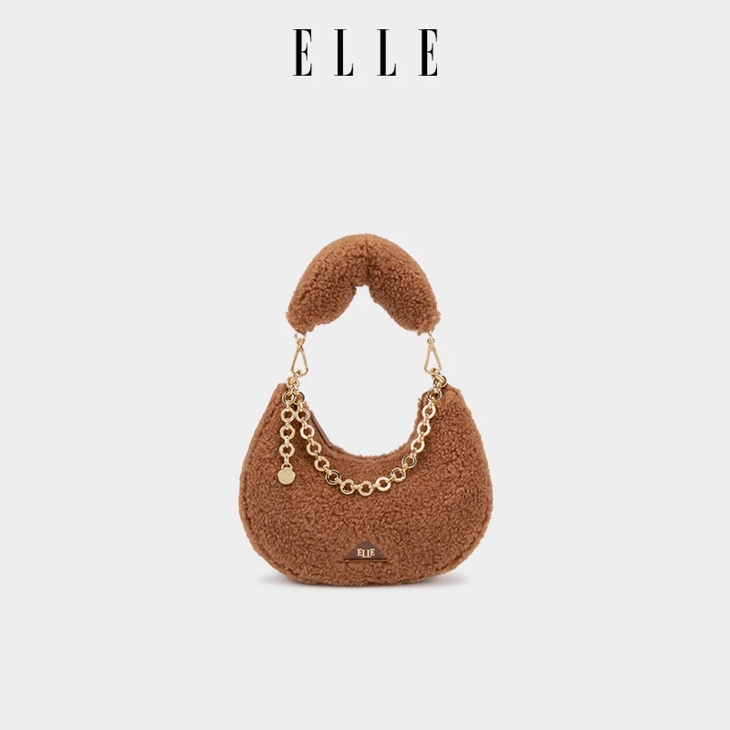 ELLE25新款【茸茸变奏曲】欧若风斜挎单肩月牙小香风ins手提包24788