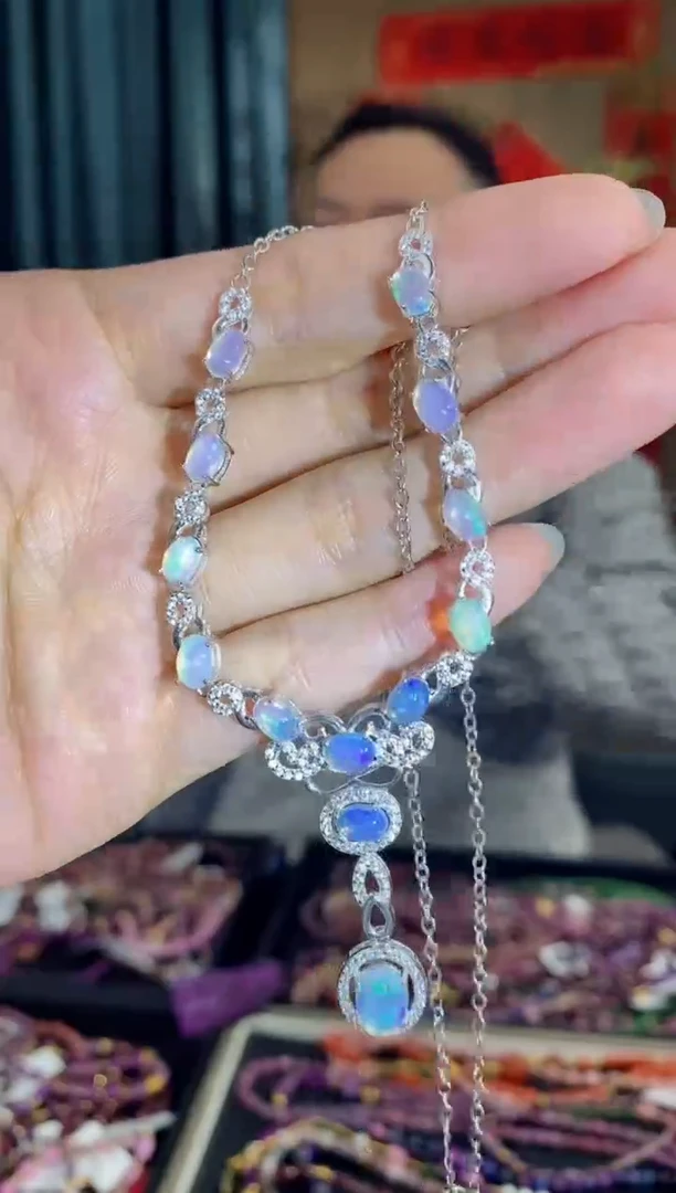 【闪购商品】欧泊套链银S925镶嵌831欧泊