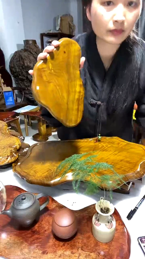 金丝楠木头款干泡盘