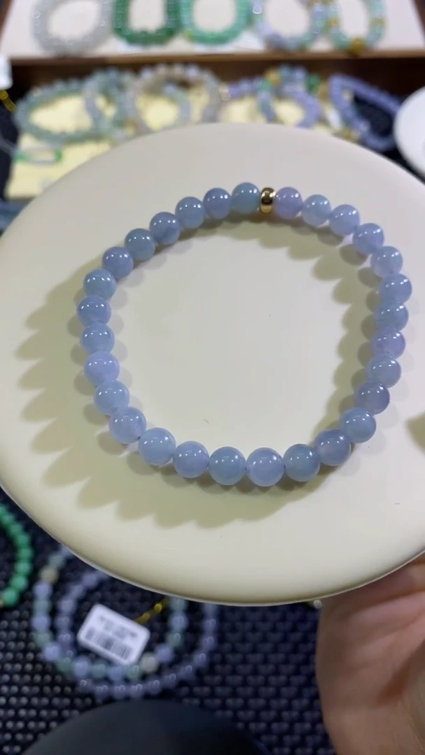 翡翠散珠卡6加蓝紫手串