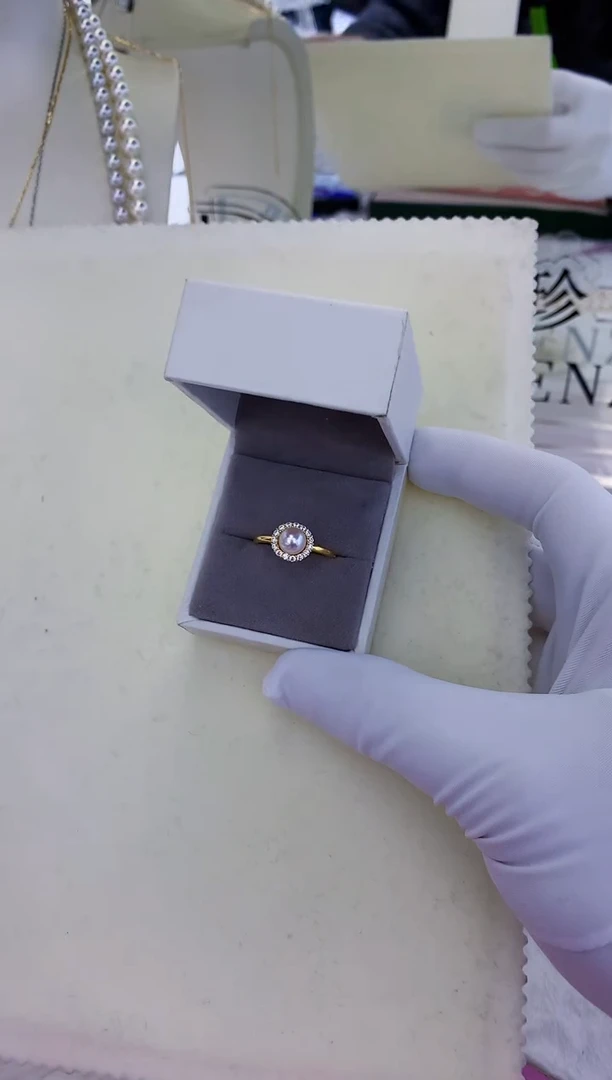 银S925镶嵌饰品海水珍珠设计款戒指