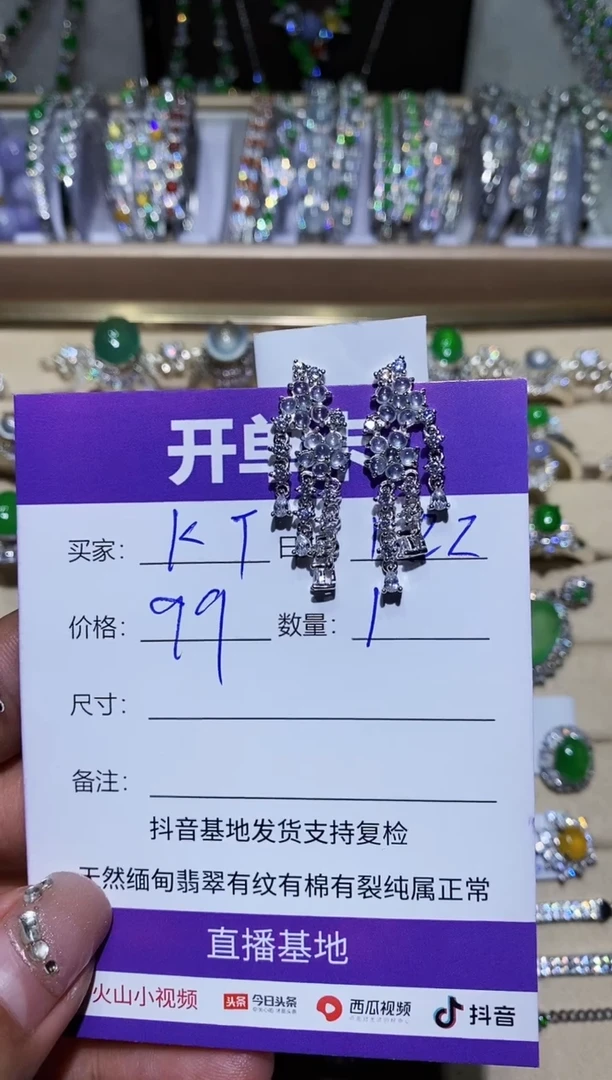 【闪购商品】翡翠耳饰银S925镶嵌 KT KT