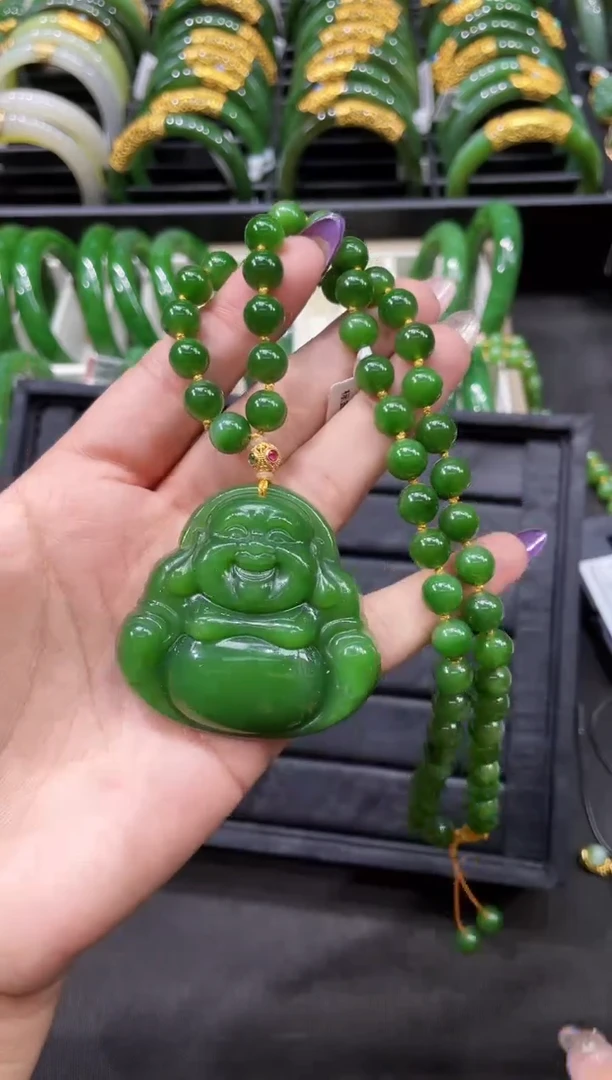 【闪购商品】和田玉套链18K金镶嵌多样性发一