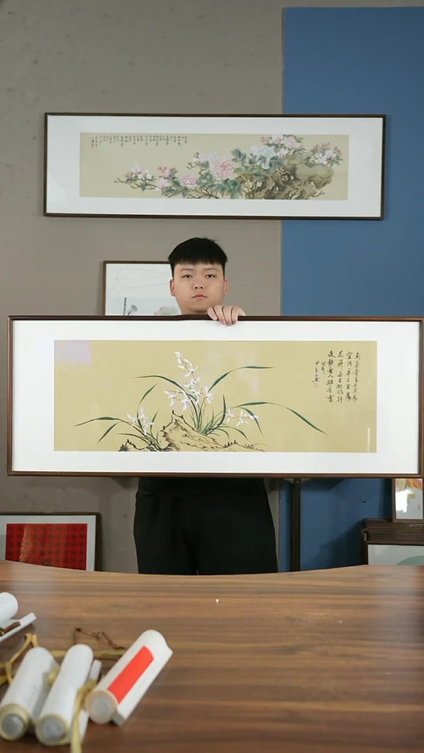 书法HT仿古底兰花横版/47*122ww