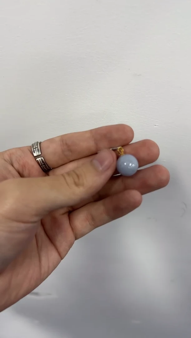 翡翠18K金镶嵌吊坠(不含链)25 HE-翡翠圆珠18k金吊坠
