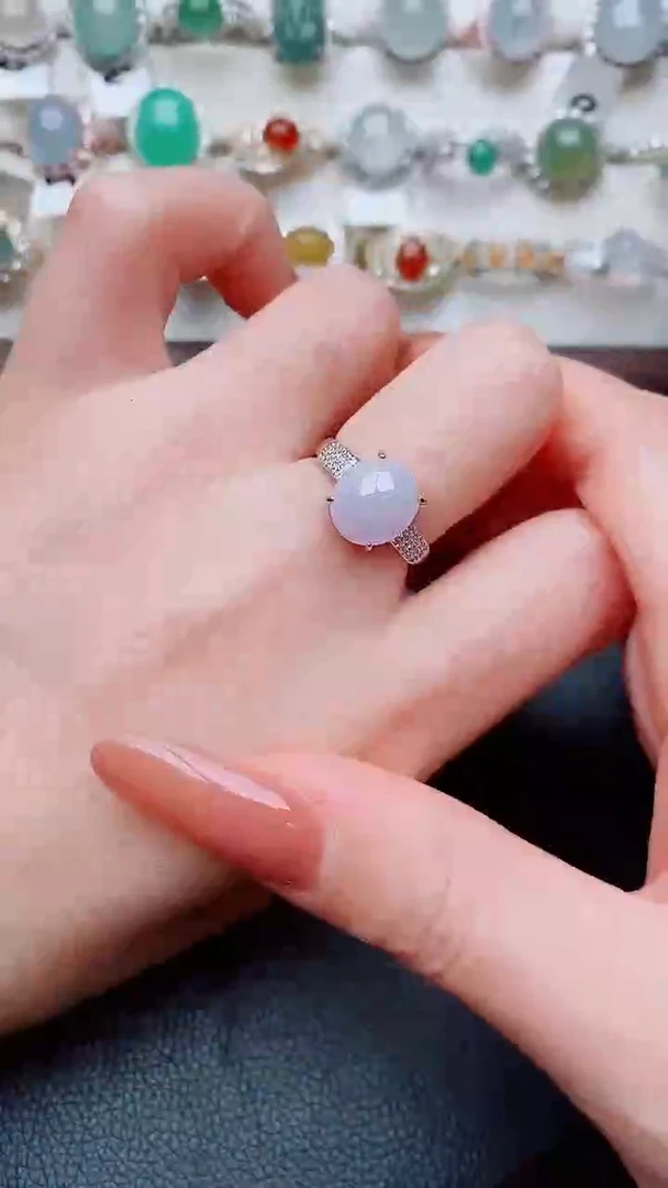 银S925镶嵌戒指翡翠...