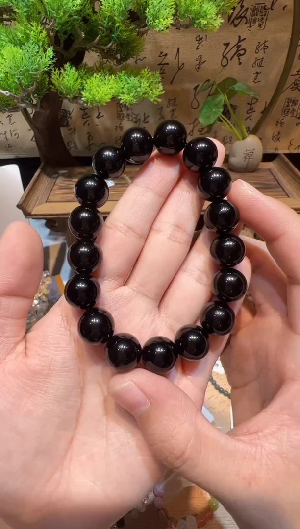 未镶嵌黑曜岩手串手饰@@