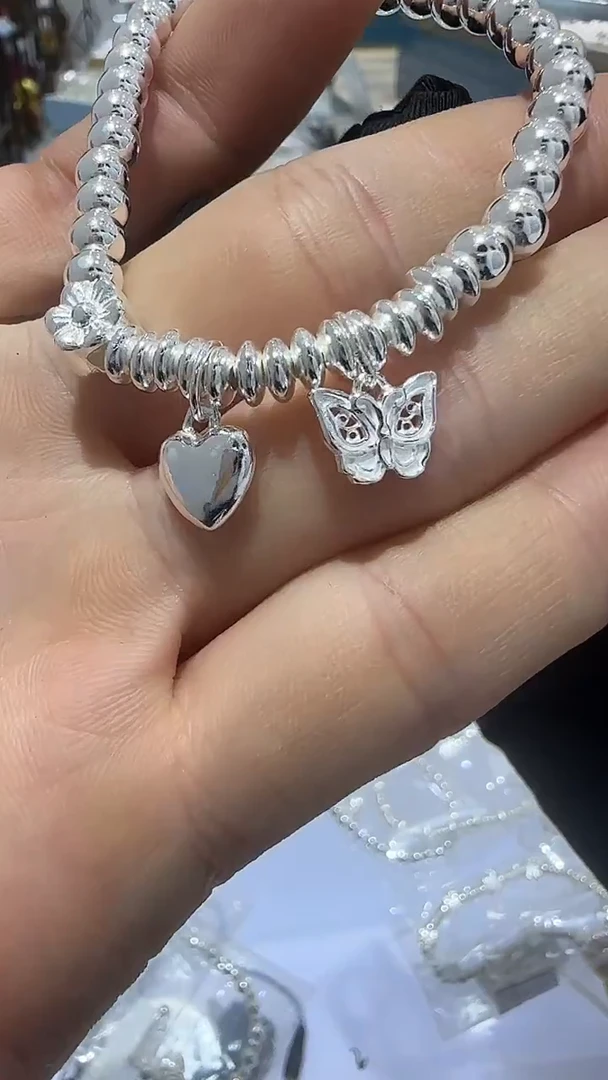 珐琅足银蝴蝶手链