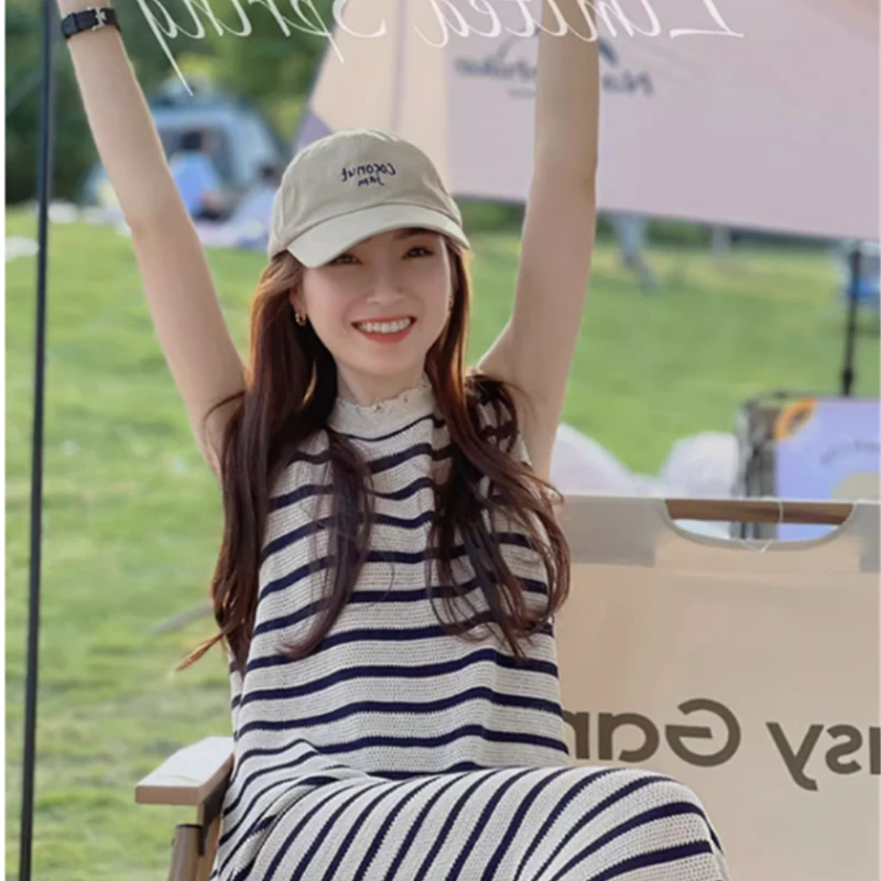 夏季休闲百搭条纹舒适时尚连衣裙女H2473