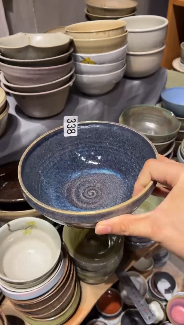 瓷片络**子338手工窑变面碗1个