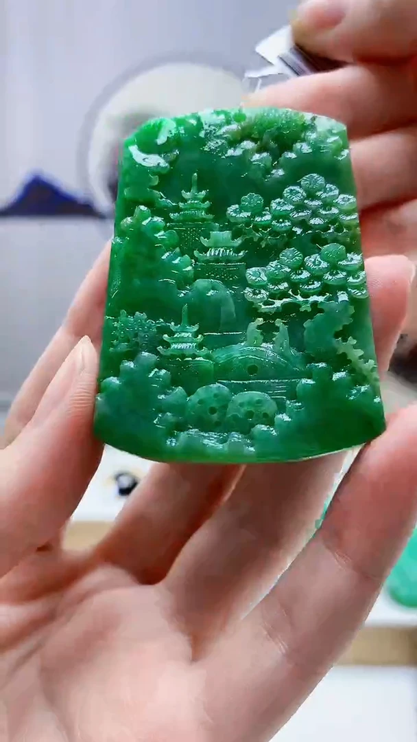 未镶嵌定制翡翠5145zm-毛货挂件山水119