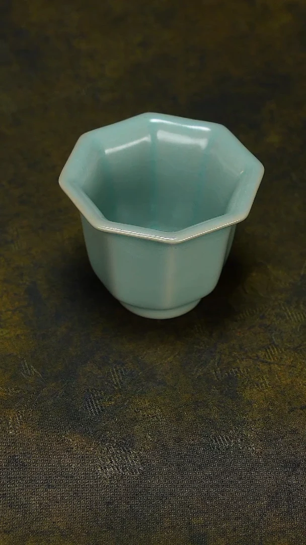 杯子瓷八方杯-微微瑕