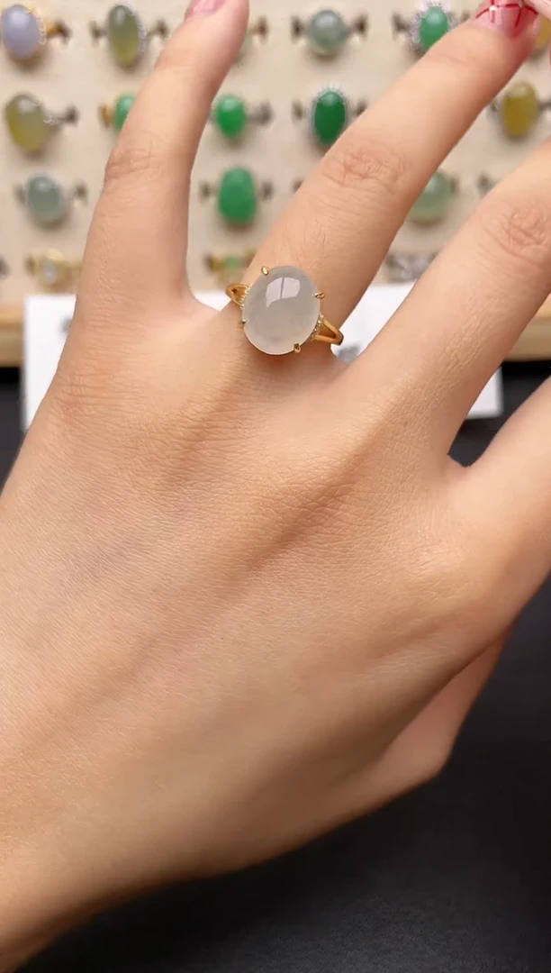 【闪购商品】翡翠戒指银S925镶嵌一物一证一礼盒