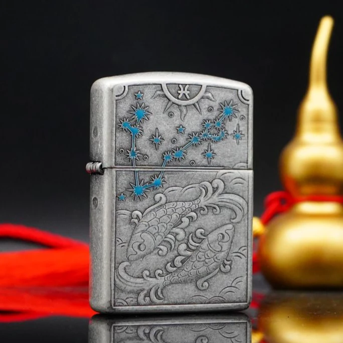 ZIPPO/之宝打火机双鱼盔甲古银十二星座 【小飞甄选】DYJ1