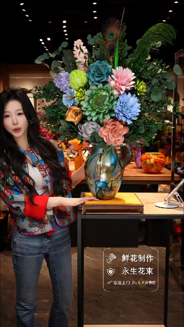 手工艺品琉璃手工花器花束空运包邮送货上门-以图片为准
