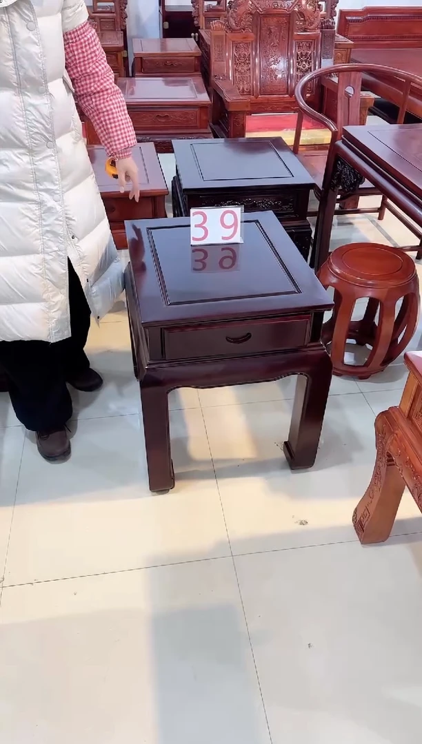 花梨木类成套家具非洲酸枝带抽屉边几39号